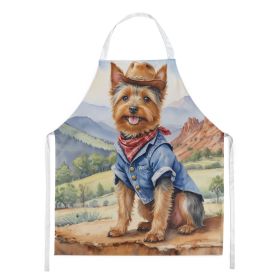 Australian Terrier Cowboy Welcome Apron Cooking Kitchen Server Baking Crafts Gardening for Adult Women Men, Unisex, Large, Multicolor