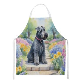 Kerry Blue Terrier Spring Path Apron Cooking Kitchen Server Baking Crafts Gardening for Adult Women Men, Unisex, Large, Multicolor