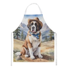Saint Bernard Cowboy Welcome Apron Cooking Kitchen Server Baking Crafts Gardening for Adult Women Men, Unisex, Large, Multicolor