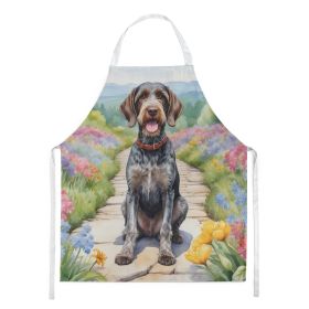 German Wirehaired Pointer Spring Path Apron Cooking Kitchen Server Baking Crafts Gardening for Adult Women Men, Unisex, Large, Multicolor