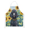 Black Poodle in Sunflowers Apron Cooking Kitchen Server Baking Crafts Gardening for Adult Women Men, Unisex, Large, Multicolor