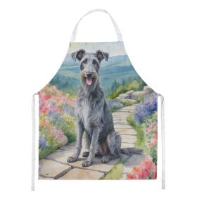 Scottish Deerhound Spring Path Apron Cooking Kitchen Server Baking Crafts Gardening for Adult Women Men, Unisex, Large, Multicolor