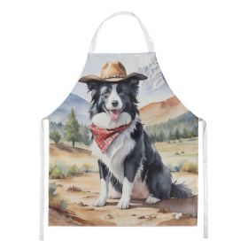 Border Collie Cowboy Welcome Apron Cooking Kitchen Server Baking Crafts Gardening for Adult Women Men, Unisex, Large, Multicolor