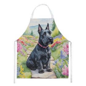 Scottish Terrier Spring Path Apron Cooking Kitchen Server Baking Crafts Gardening for Adult Women Men, Unisex, Large, Multicolor