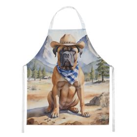 Bullmastiff Cowboy Welcome Apron Cooking Kitchen Server Baking Crafts Gardening for Adult Women Men, Unisex, Large, Multicolor
