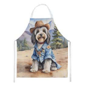 Tibetan Terrier Cowboy Welcome Apron Cooking Kitchen Server Baking Crafts Gardening for Adult Women Men, Unisex, Large, Multicolor