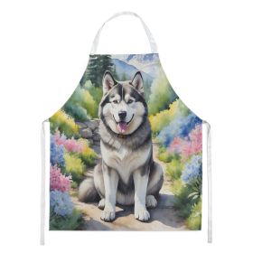 Alaskan Malamute Spring Garden Apron Cooking Kitchen Server Baking Crafts Gardening for Adult Women Men, Unisex, Large, Multicolor