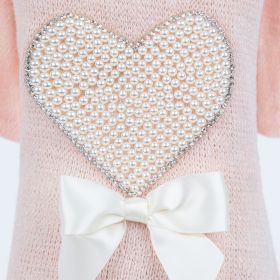 Pearl Heart Dog Sweater (Color: Peach, size: XS)