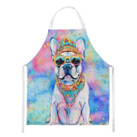 French Bulldog Hippie Dawg Apron Cooking Kitchen Server Baking Crafts Gardening for Adult Women Men, Unisex, Large, Multicolor (default: default)