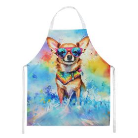 Chihuahua Hippie Dawg Apron Cooking Kitchen Server Baking Crafts Gardening for Adult Women Men, Unisex, Large, Multicolor (default: default)