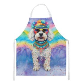 Bichon Frise Hippie Dawg Apron Cooking Kitchen Server Baking Crafts Gardening for Adult Women Men, Unisex, Large, Multicolor (default: default)