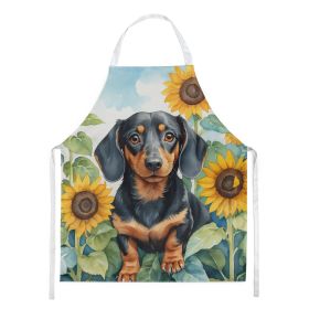 Dachshund in Sunflowers Apron Cooking Kitchen Server Baking Crafts Gardening for Adult Women Men, Unisex, Large, Multicolor (default: default)