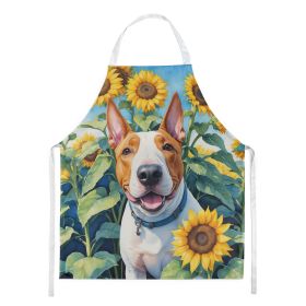 NEW English Bull Terrier in Sunflowers Apron Cooking Kitchen Server Baking Crafts Gardening for Adult Women Men, Unisex, Large, Multicolor (default: default)