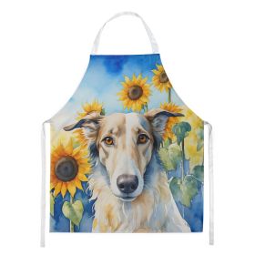 Borzoi in Sunflowers Apron Cooking Kitchen Server Baking Crafts Gardening for Adult Women Men, Unisex, Large, Multicolor (default: default)