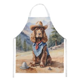 English Cocker Spaniel Cowboy Welcome Apron Cooking Kitchen Server Baking Crafts Gardening for Adult Women Men, Unisex, Large, Multicolor (default: default)