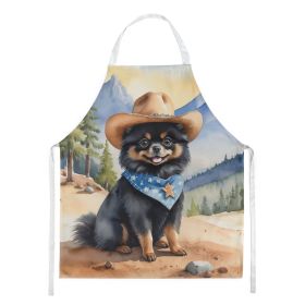 Pomeranian Cowboy Welcome Apron Cooking Kitchen Server Baking Crafts Gardening for Adult Women Men, Unisex, Large, Multicolor (default: default)