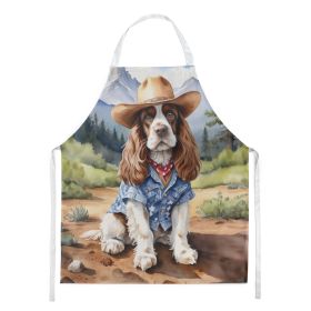 Cocker Spaniel Cowboy Welcome Apron Cooking Kitchen Server Baking Crafts Gardening for Adult Women Men, Unisex, Large, Multicolor (default: default)