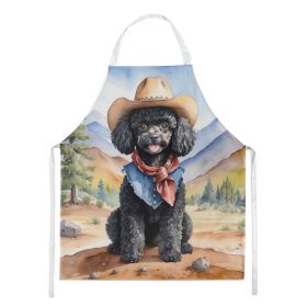 Black Poodle Cowboy Welcome Apron Cooking Kitchen Server Baking Crafts Gardening for Adult Women Men, Unisex, Large, Multicolor (default: default)