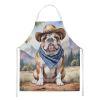 English Bulldog Cowboy Welcome Apron Cooking Kitchen Server Baking Crafts Gardening for Adult Women Men, Unisex, Large, Multicolor