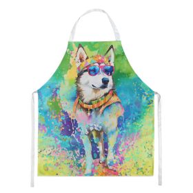 Siberian Husky Hippie Dawg Apron Cooking Kitchen Server Baking Crafts Gardening for Adult Women Men, Unisex, Large, Multicolor (default: default)