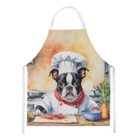 Boston Terrier The Chef Apron Cooking Kitchen Server Baking Crafts Gardening for Adult Women Men, Unisex, Large, Multicolor (default: default)