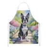 Boston Terrier Spring Path Apron Cooking Kitchen Server Baking Crafts Gardening for Adult Women Men, Unisex, Large, Multicolor