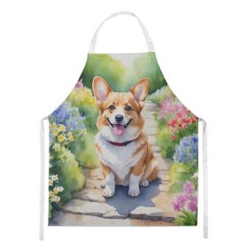 Corgi Spring Path Apron Cooking Kitchen Server Baking Crafts Gardening for Adult Women Men, Unisex, Large, Multicolor (default: default)