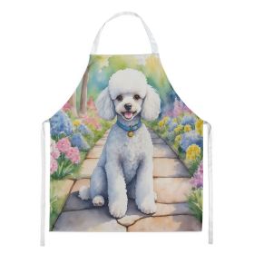 White Poodle Spring Path Apron Cooking Kitchen Server Baking Crafts Gardening for Adult Women Men, Unisex, Large, Multicolor (default: default)