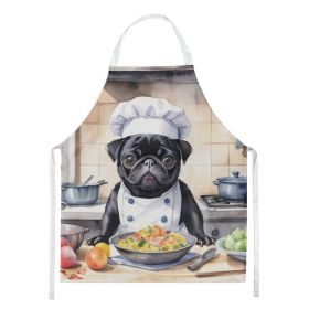 Pug The Chef Apron Cooking Kitchen Server Baking Crafts Gardening for Adult Women Men, Unisex, Large, Multicolor (default: default)