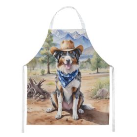 Australian Shepherd Cowboy Welcome Apron Cooking Kitchen Server Baking Crafts Gardening for Adult Women Men, Unisex, Large, Multicolor (default: default)