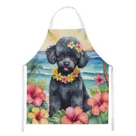 Black Poodle Luau Apron Cooking Kitchen Server Baking Crafts Gardening for Adult Women Men, Unisex, Large, Multicolor (default: default)