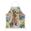 Golden Retriever Spring Path Apron Cooking Kitchen Server Baking Crafts Gardening for Adult Women Men, Unisex, Large, Multicolor