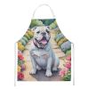 English Bulldog Spring Path Apron Cooking Kitchen Server Baking Crafts Gardening for Adult Women Men, Unisex, Large, Multicolor