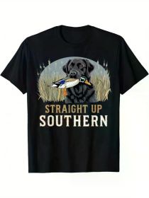 Straight Up Dog Hunting Duck Southern Men S Hunting T-Shirt Clothing, 220g Pure Cotton., Regular-Fit, Family T-shirt (Color: Black, size: XXXL)