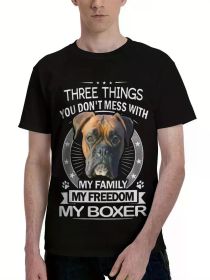Boxer Dog Shirt Three Things You Don't Mess With Funny Tee T-shirt (Color: Black, size: L)